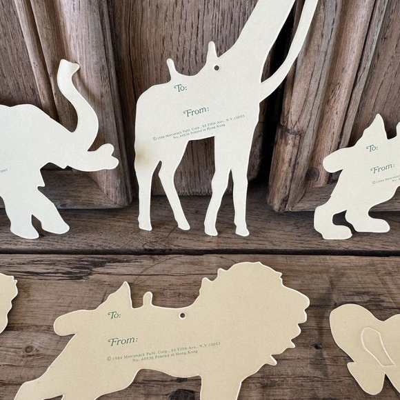 Vintage Merrimack Die Cut Gift Tags Circus Animals Horse Lion Child Birthday 80s - Picture 8 of 8